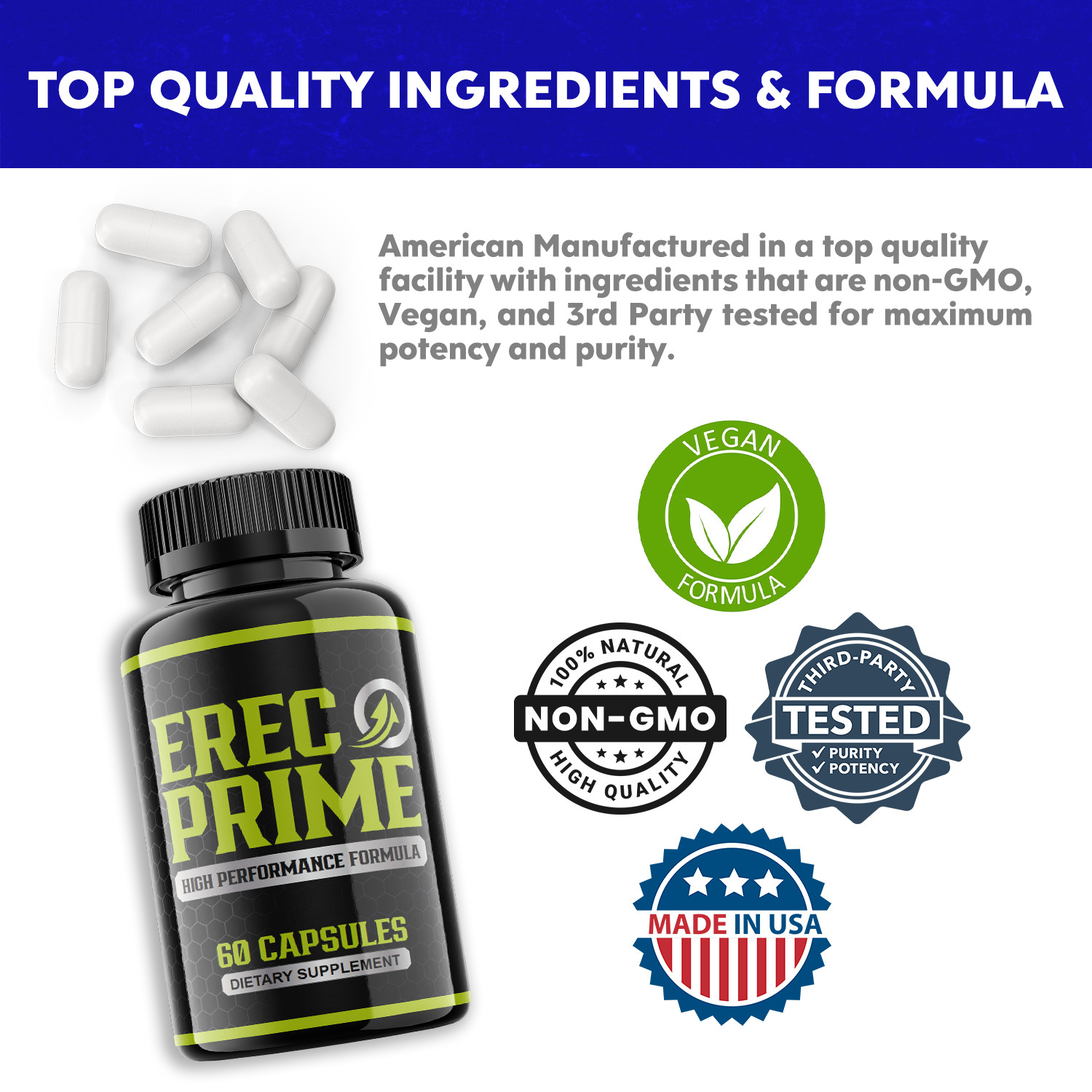 (3 Pack) Erec Prime Formula for Male Virility, Male Performance (180 Capsules))