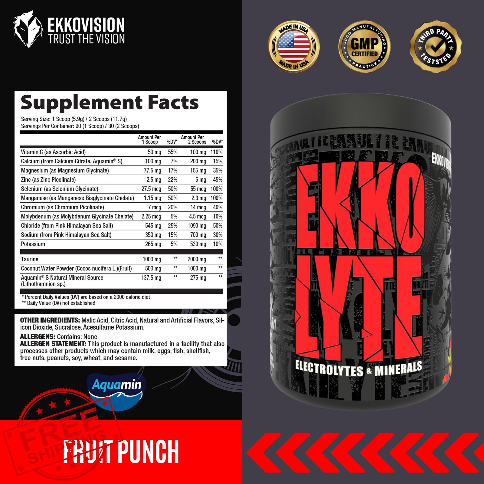 Ekkovision Ekkolyte Fruit Punch 60 Servings