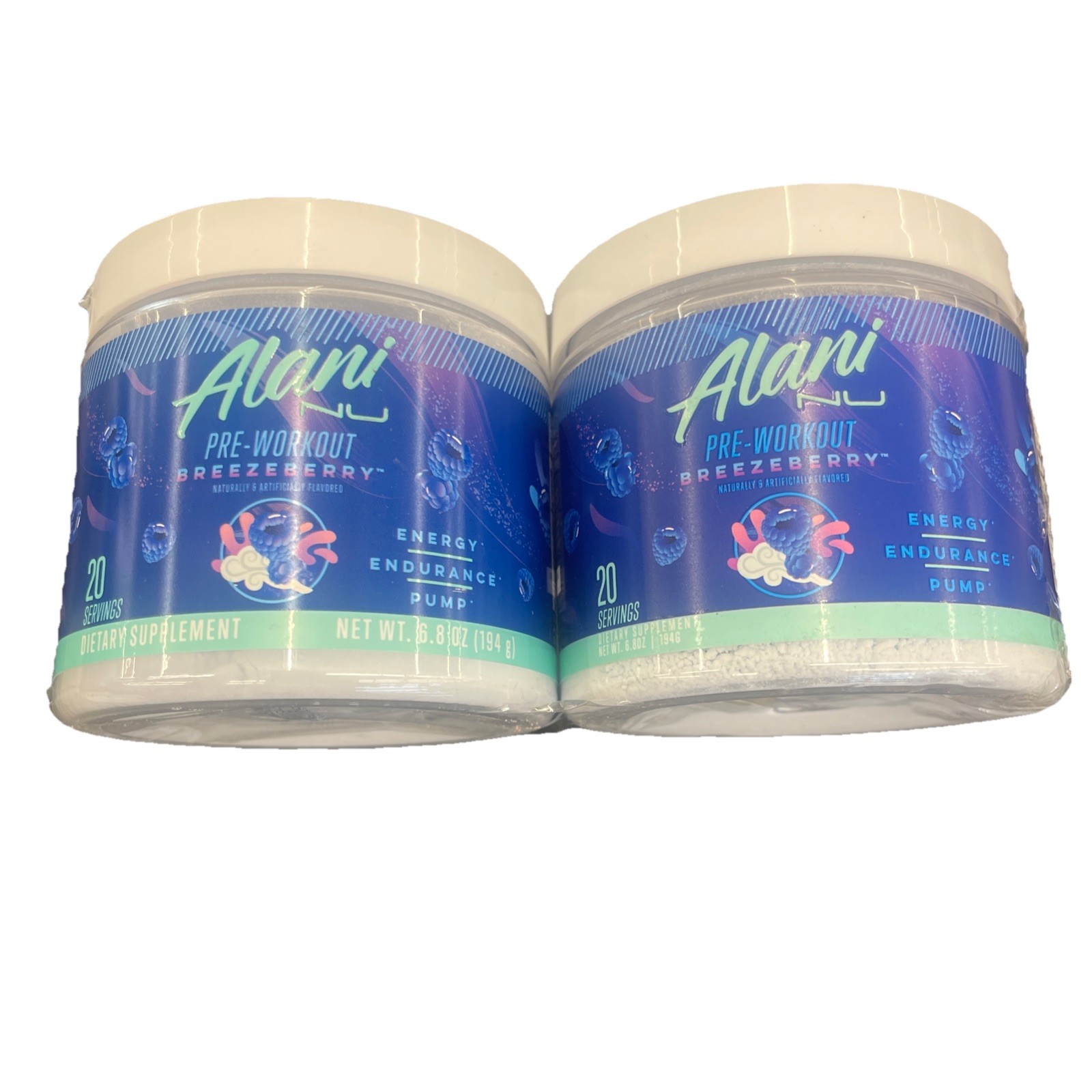 Alani Nu Pre-Workout Breezeberry 6.8oz 20 Servings 2 Pack Exp 05/26