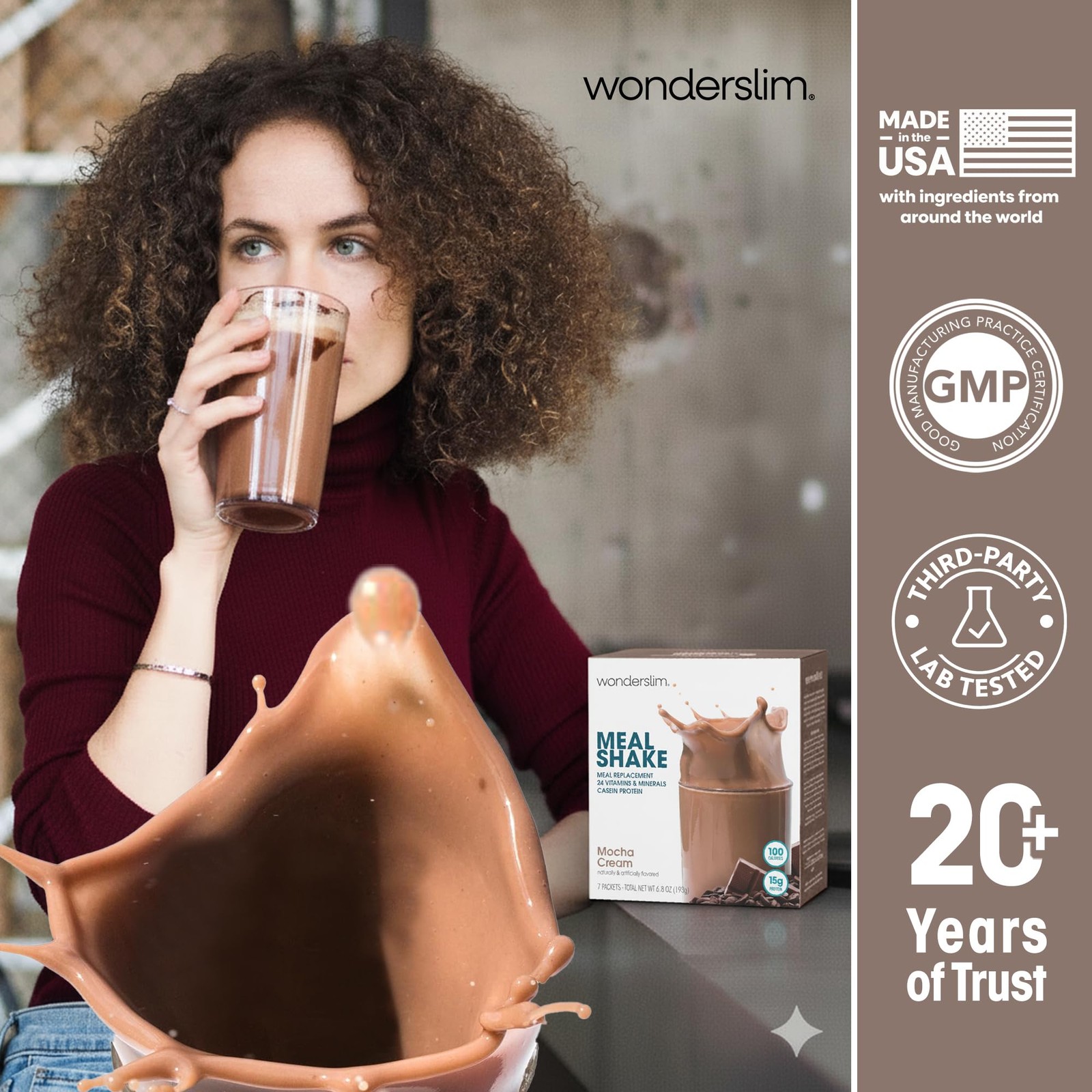 WonderSlim Protein Meal Replacement Shake – 15g Protein, 24 Vitamins & Minera…