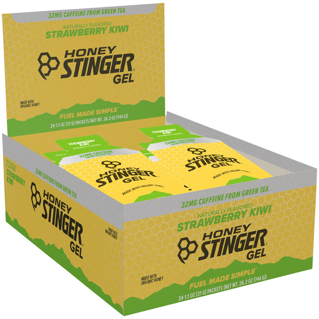 Honey Stinger Organic Energy Gel – Kiwi-Strawberry with Caffeine, Box of 24