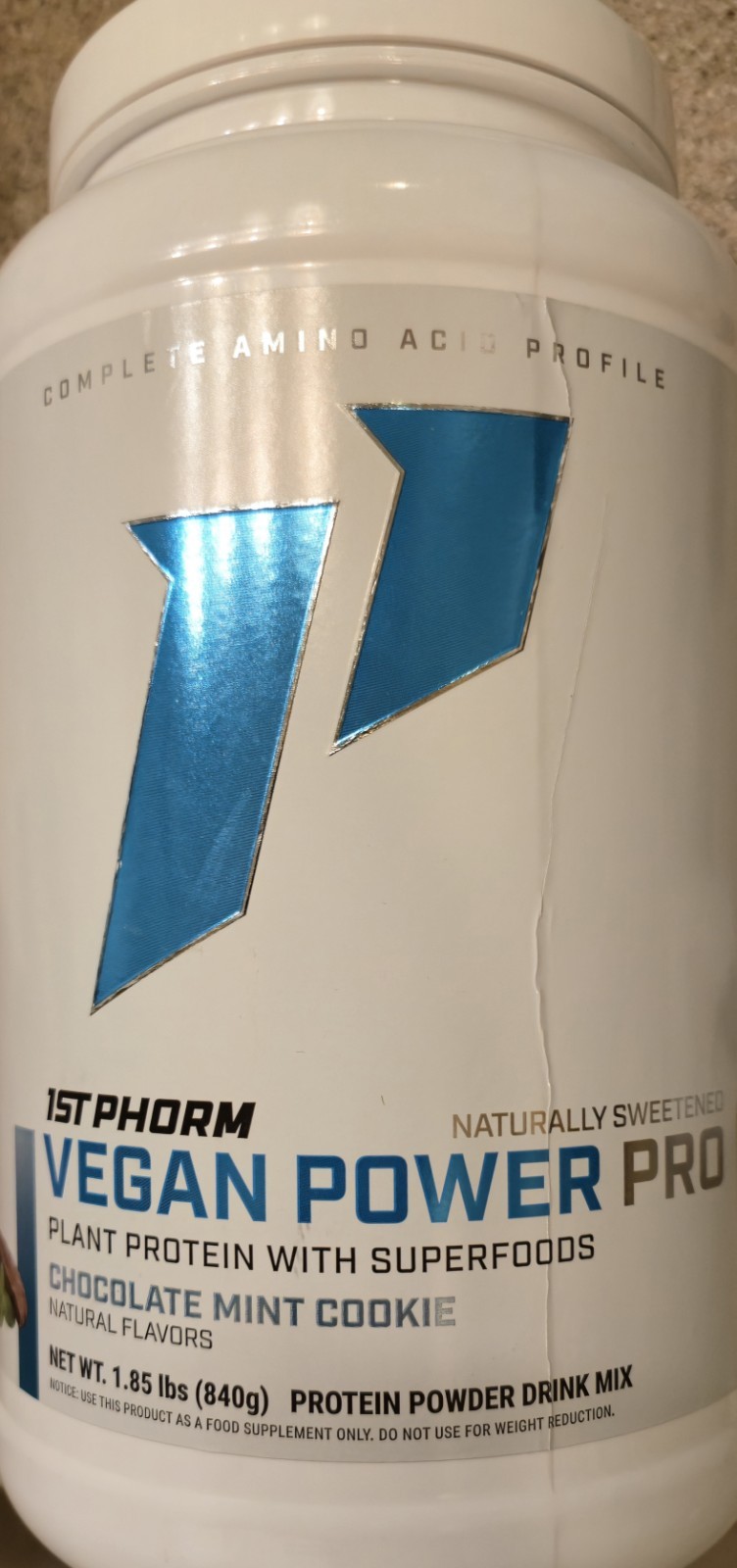 1st Phorm VEGAN POWER PRO PROTEIN 2 lb (30 Serv) Natural Choc Mint BEST BY 11/26