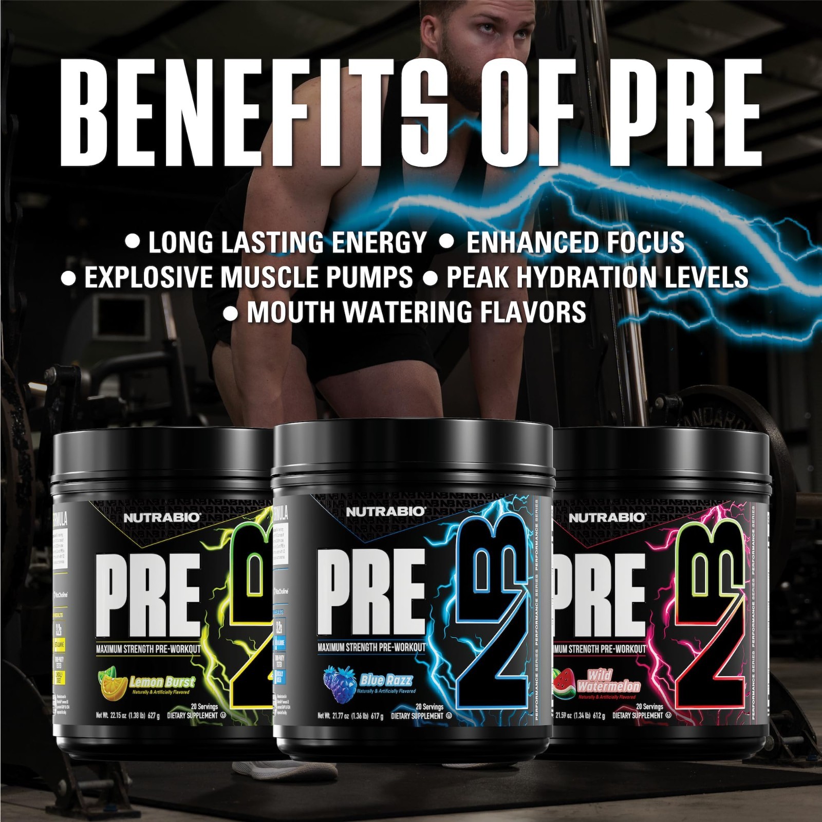 Explosive Blue Razz Pre-Workout Powder | Energy, Focus, Endurance, Pumps | Caffe