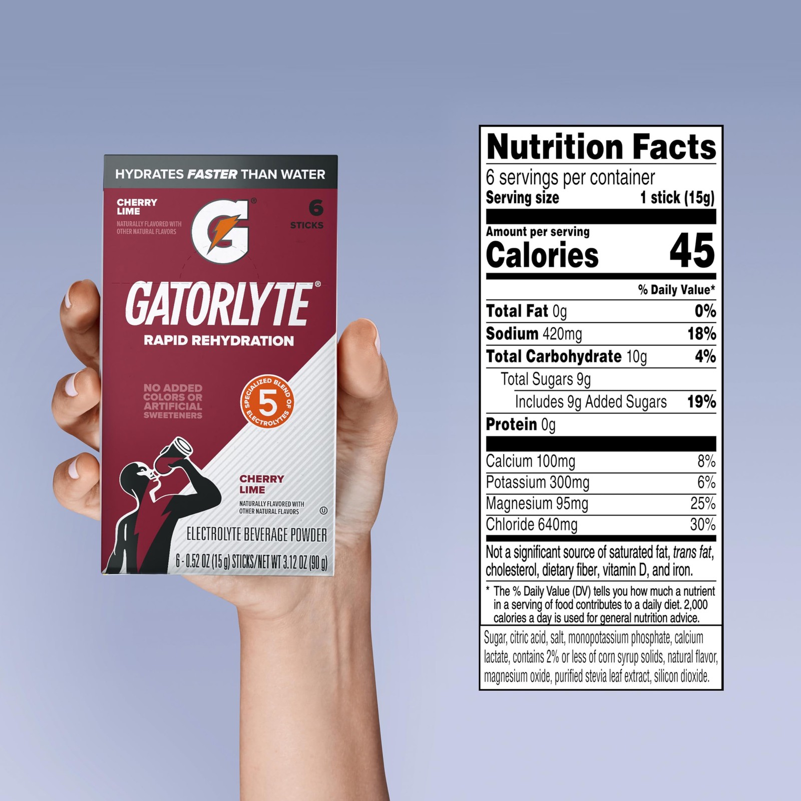 Gatorlyte Powder Cherry Lime, makes 0.53 Ounce (Pack of 6), Lime