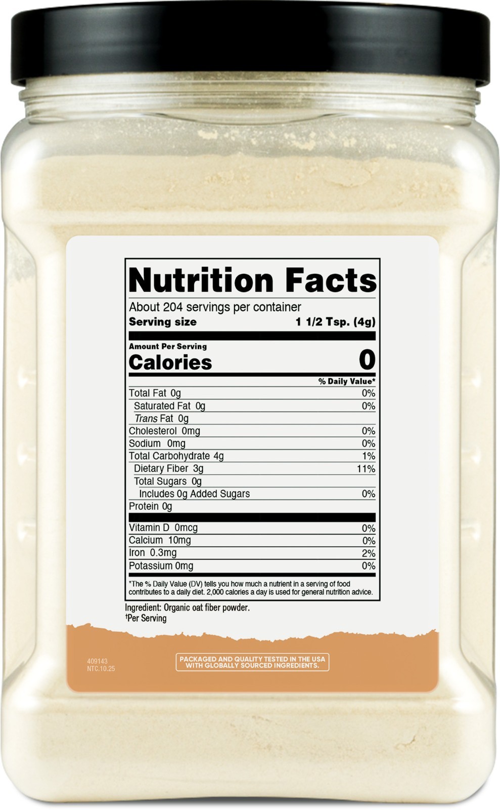 Nutricost Pantry Organic Oat Fiber (1.8 Pounds) Stone Ground Oats