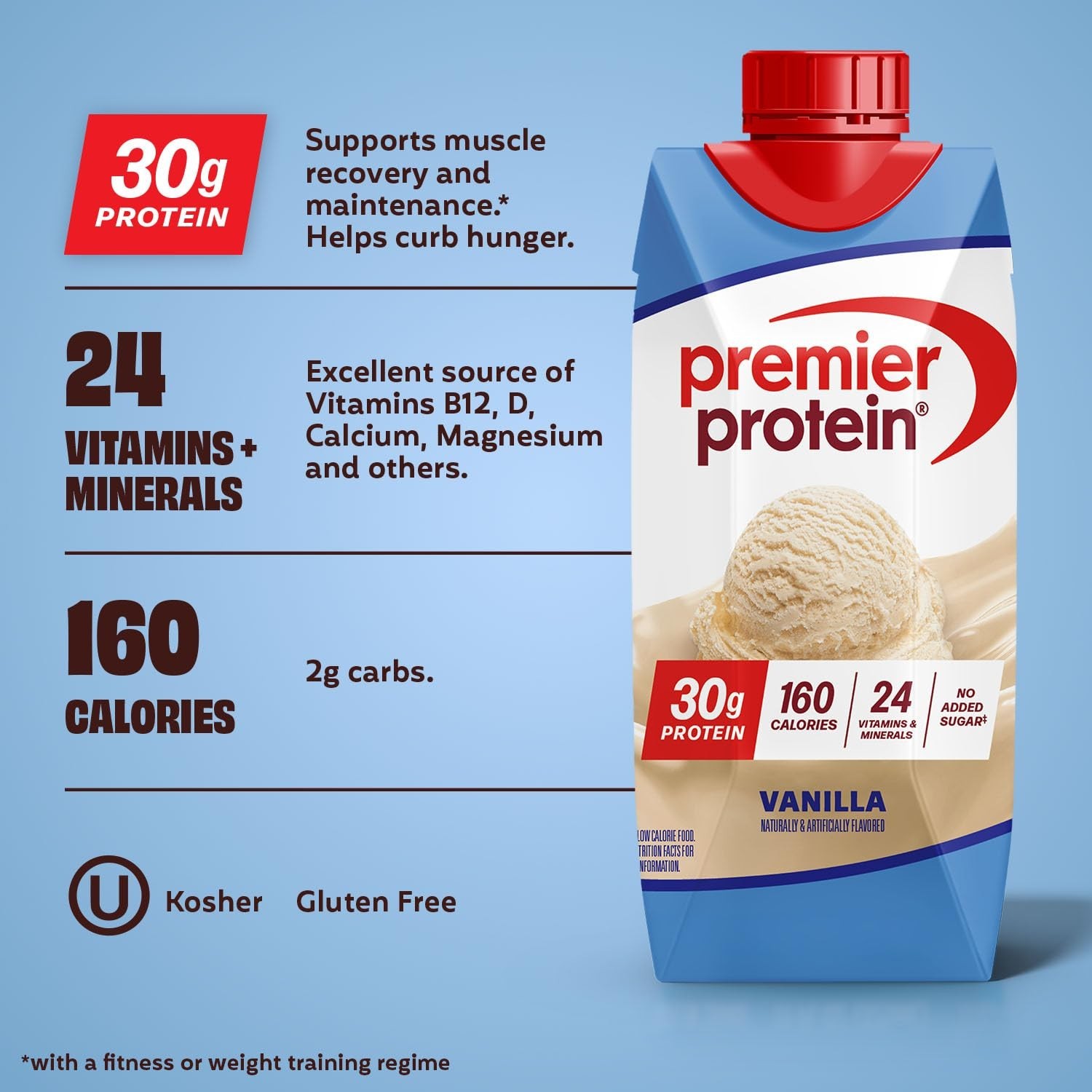 High Protein Vanilla Protein Shake 30g Ready Drink 12 Pack 11 oz Free Shipping