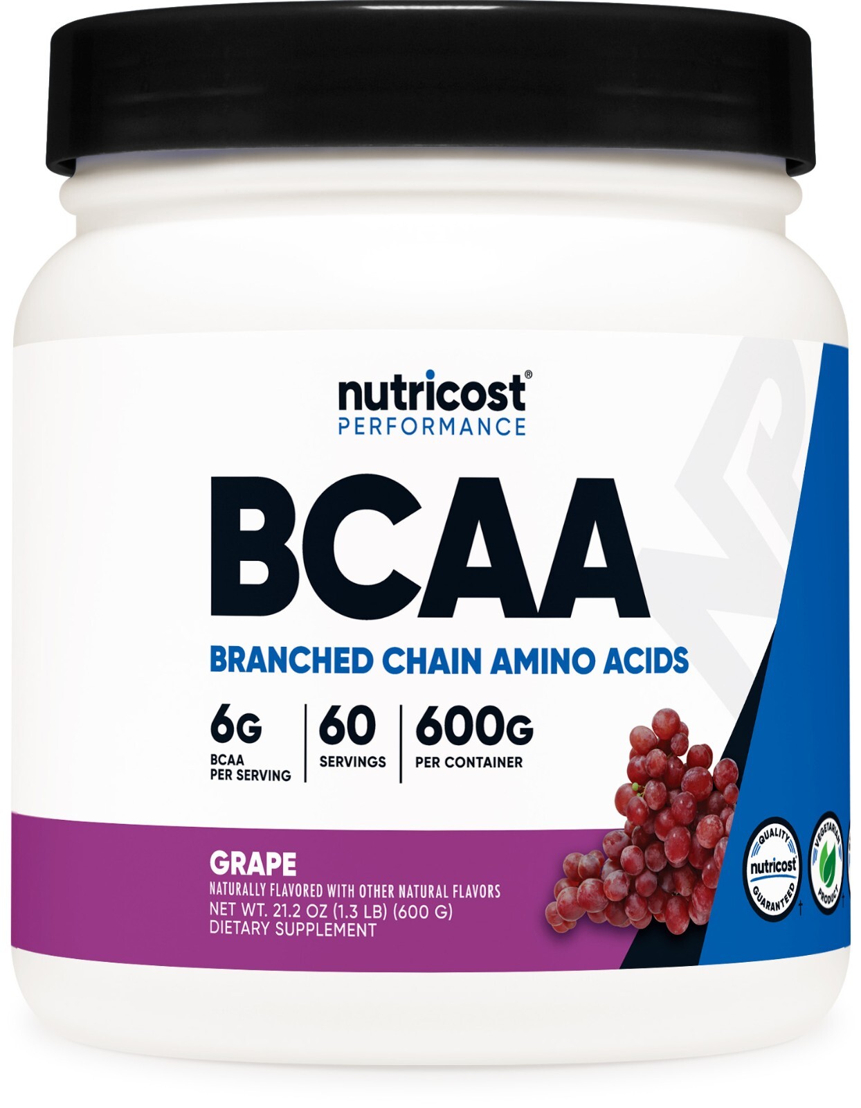 Nutricost BCAA 2:1:1 Powder (Grape) 60 Servings – 6G Per Serving