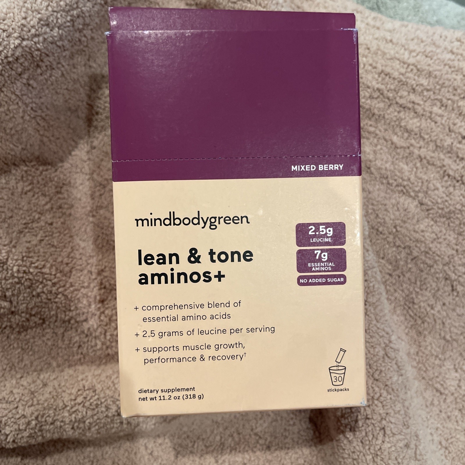 Mind Body Green Lean & Tone Aminos+ muscle tone + energy -leucine 30 serv -NIB