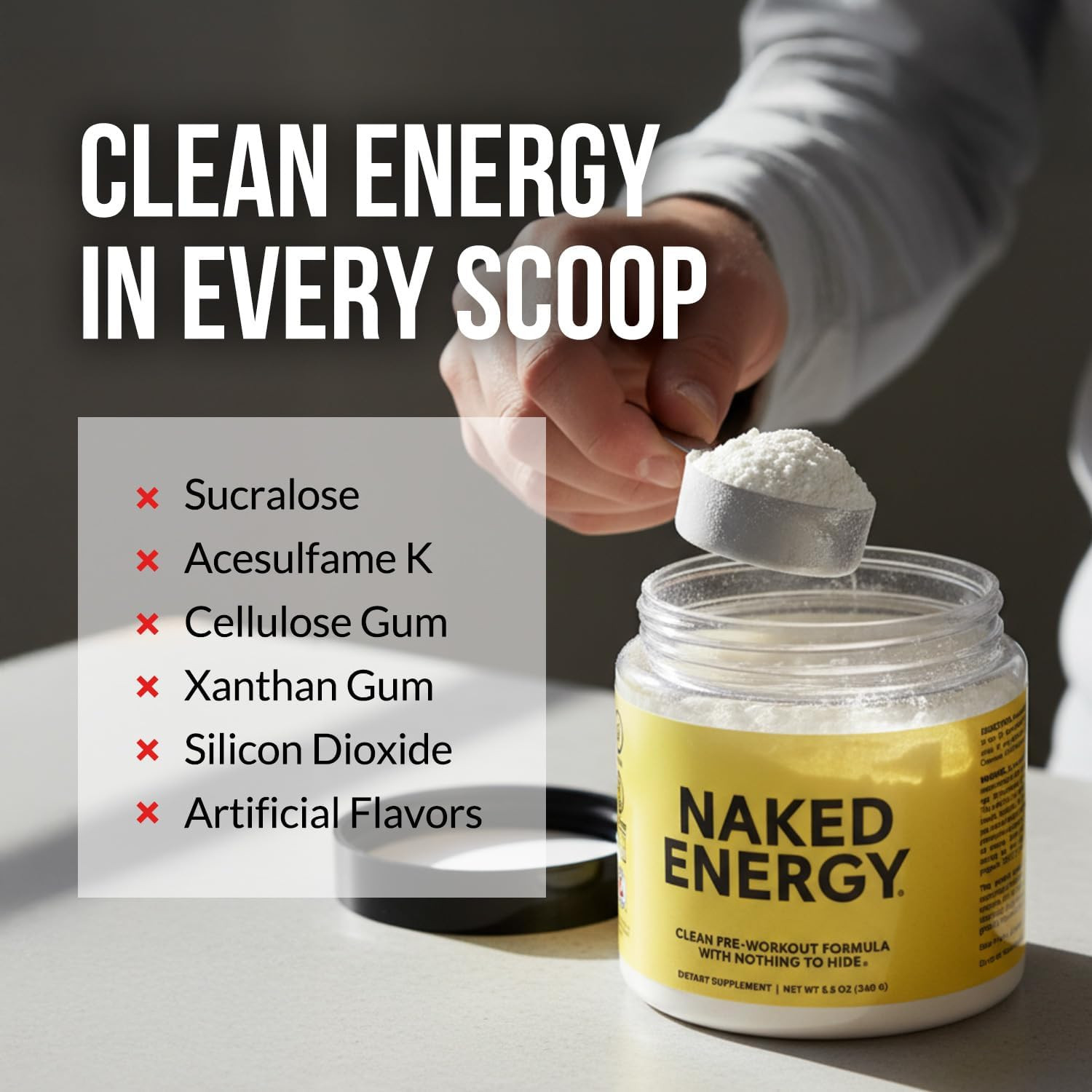 NAKED Nutrition Naked Energy – Pure Pre Workout Powder for Men and Women, Vegan