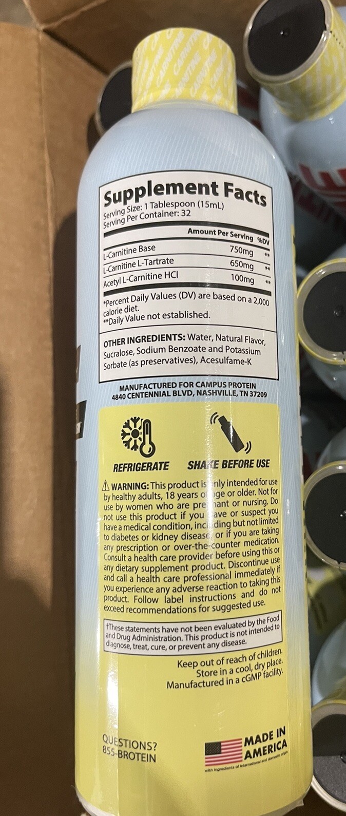 L-CARNITINE Fat Loss-Metabolism Activator – White gummy Shot 32 Servings 16 Oz