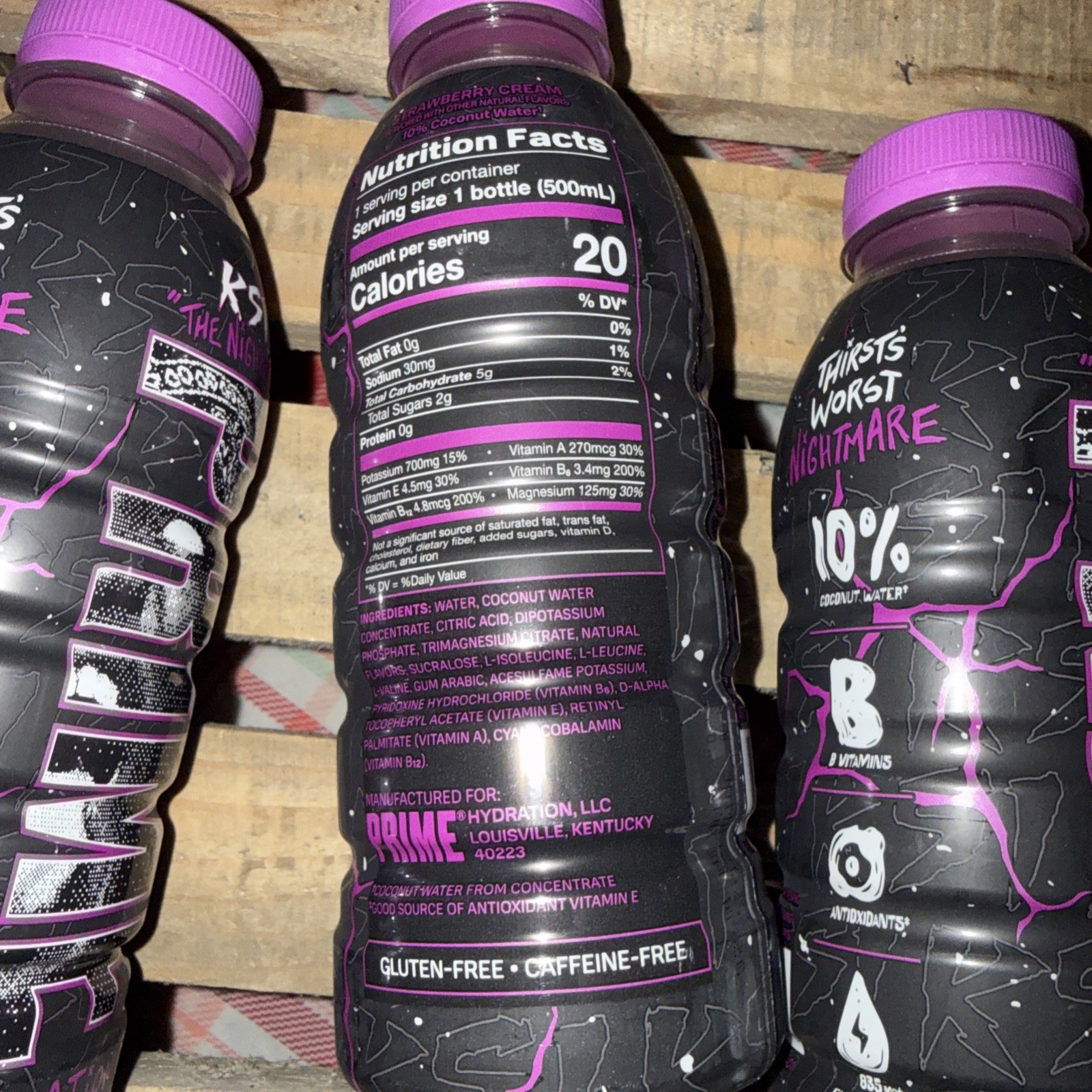 3pk• NEW KSI “THE NiGHTMARE” PRIME Hydration Strawberry Cream New