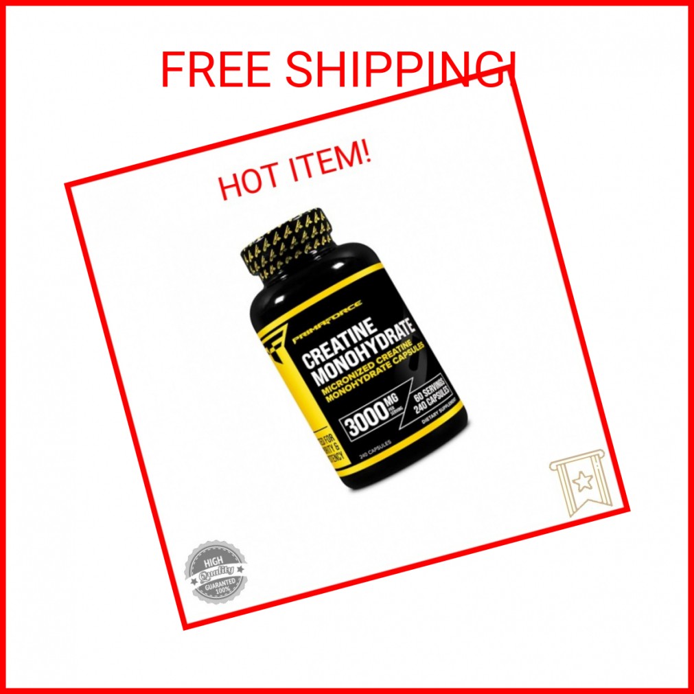 Primaforce Creatine Monohydrate Capsules – 240 Capsules, 3,000mg per Serving, Gl