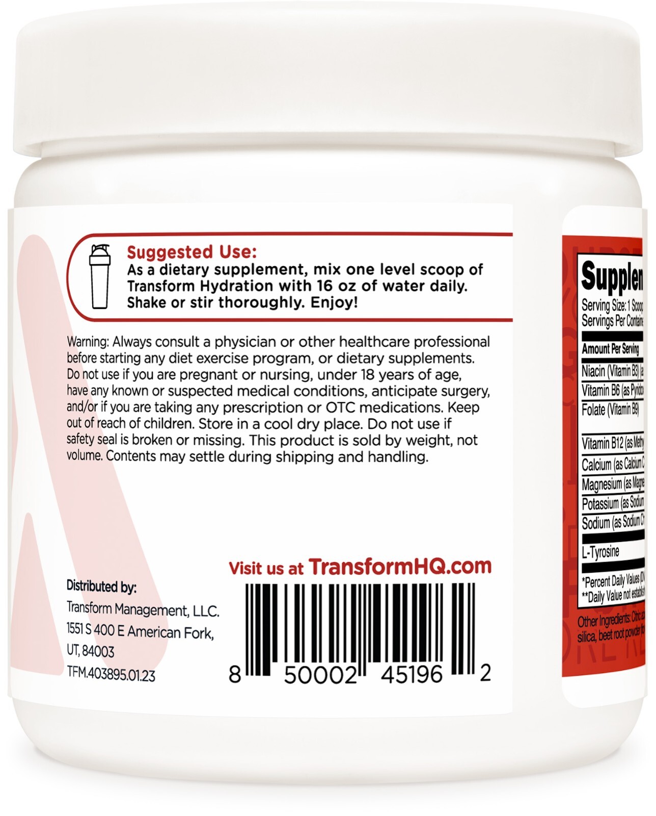 TransformHQ Hydration 42 Servings (Fruit Punch) – Electrolytes, Mental Clarity