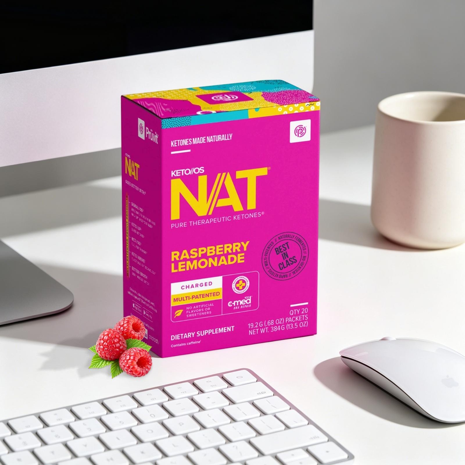 Prüvit Ketones NAT 20 Packets Charged RASPBERRY LIMONADE SHIPP Exp 07/2026