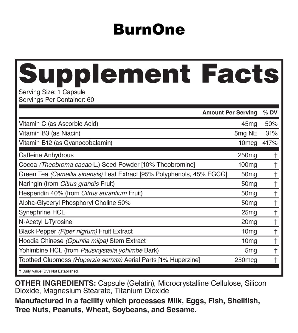 NUTRAONE NUTRITION BURN ONE Thermogenic Body Recomposition Formula 60 Capsules