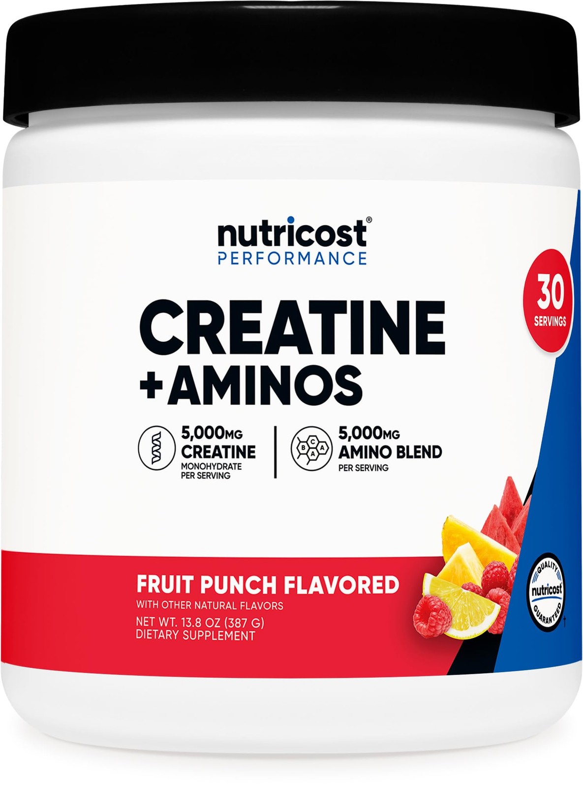 Nutricost Creatine + Aminos 30 Servings (Fruit Punch 13.8 Ounce (Pack of 1)