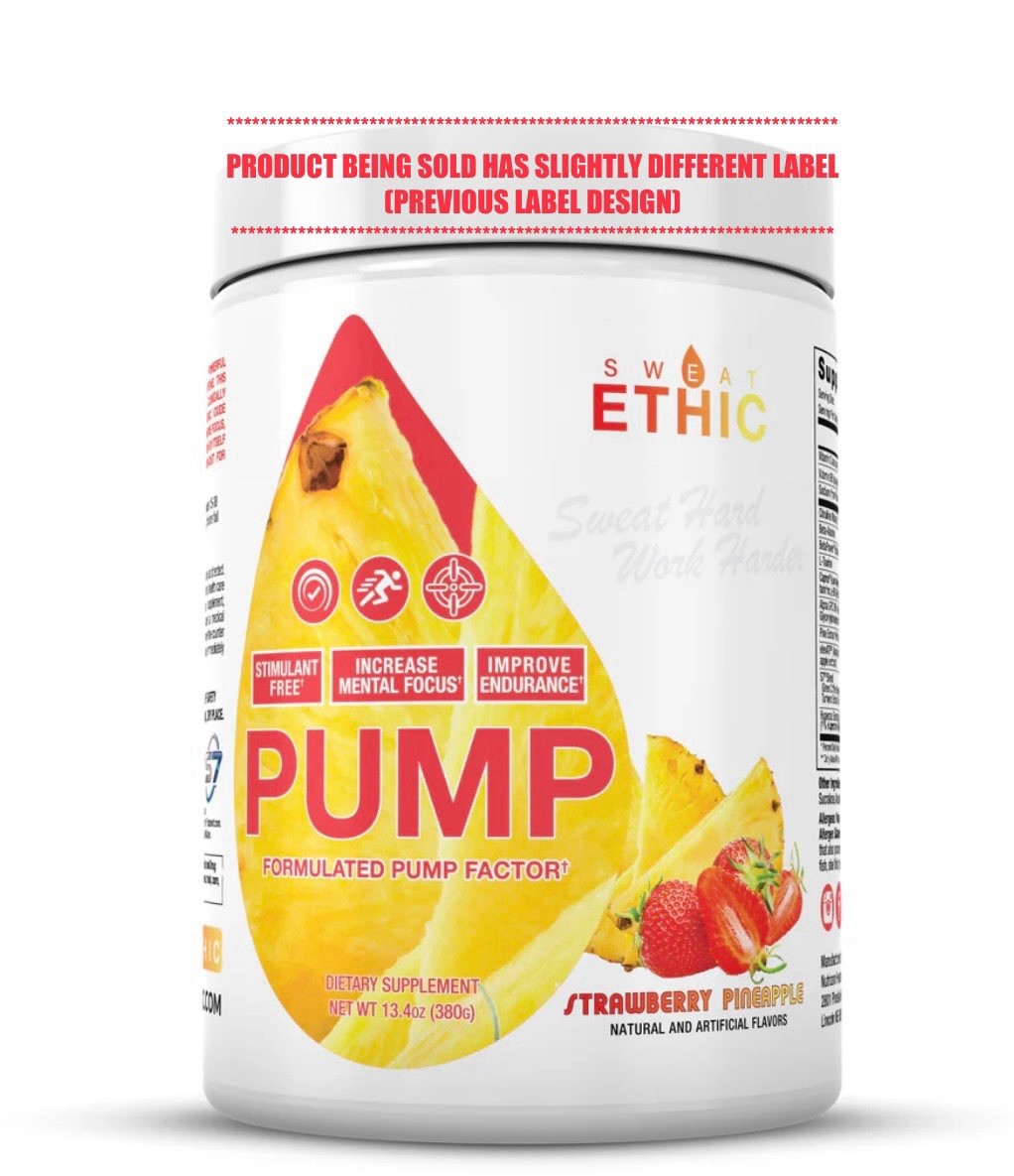 PRE-WORKOUT – Sweat Ethic PUMP – Strawberry Pineapple EX 12/25