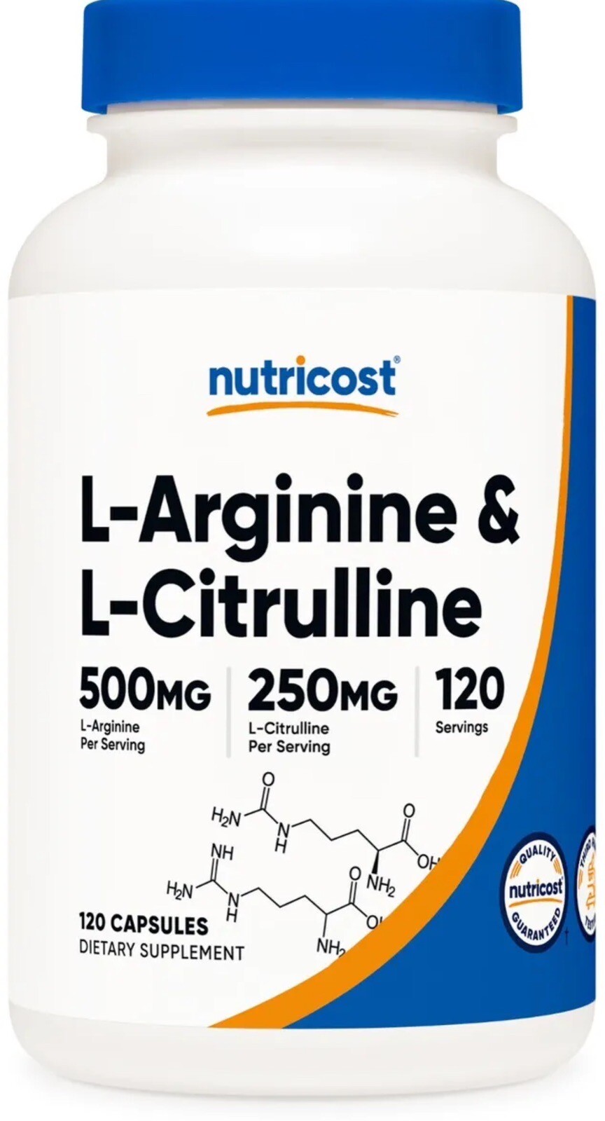 Nutricost L-Arginine L-Citrulline Complex 750mg, 120 Capsules – Non-GMO