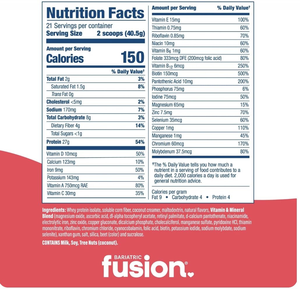 Bariatric Fusion Strawberry Banana Meal Replacement 27g Protein Powder, 21 Se…