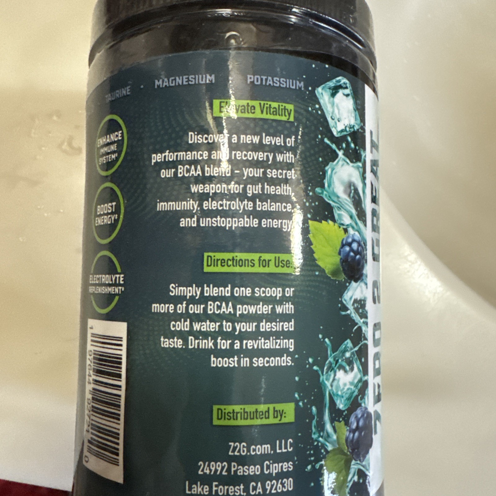 SEALED- Z2G Nutrition BCAA Performance & Recovery , Blue Raz, Powder- 290g