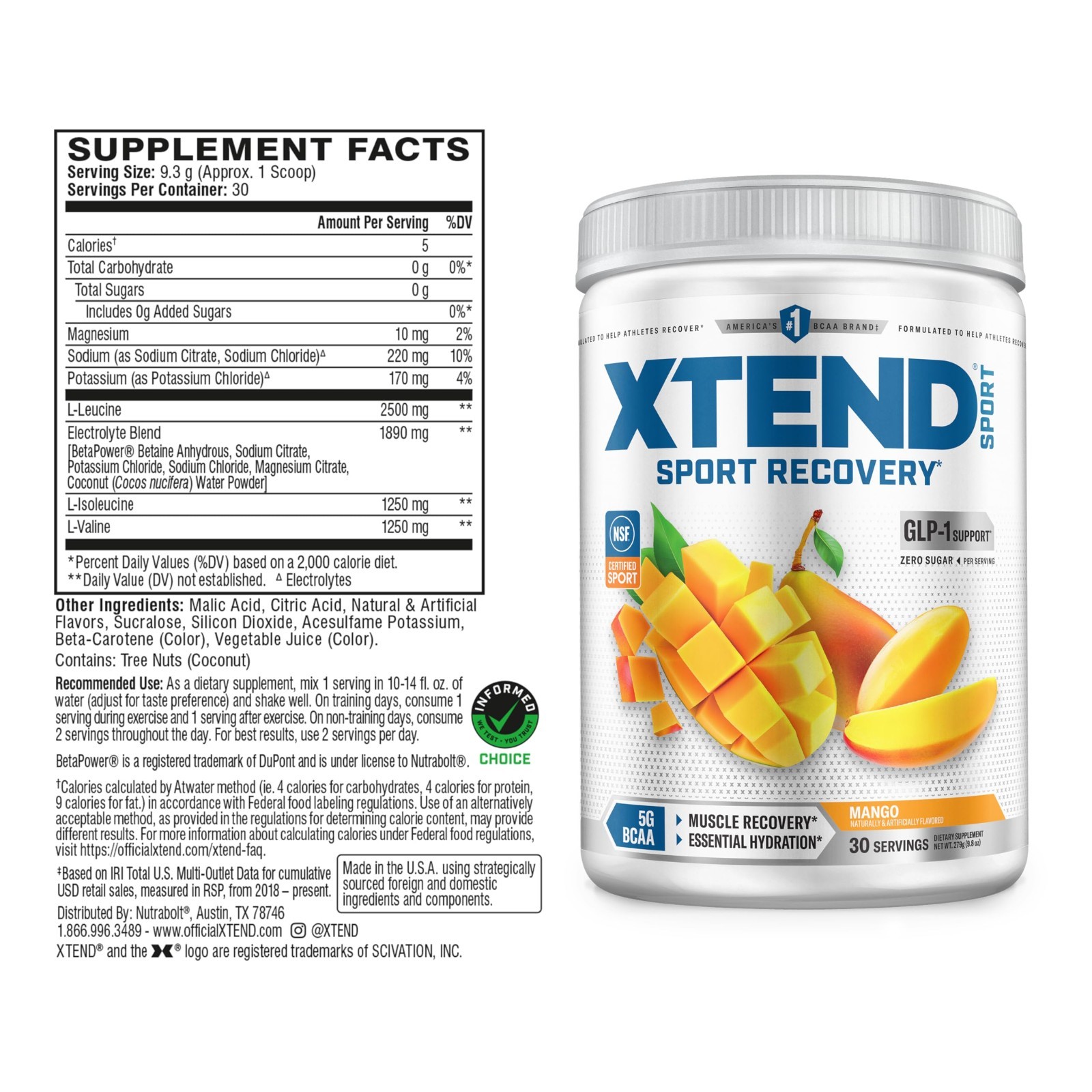 Zero Sugar BCAA Powder – 5g BCAA, 30 Servings, Muscle Recovery & Energy Boost