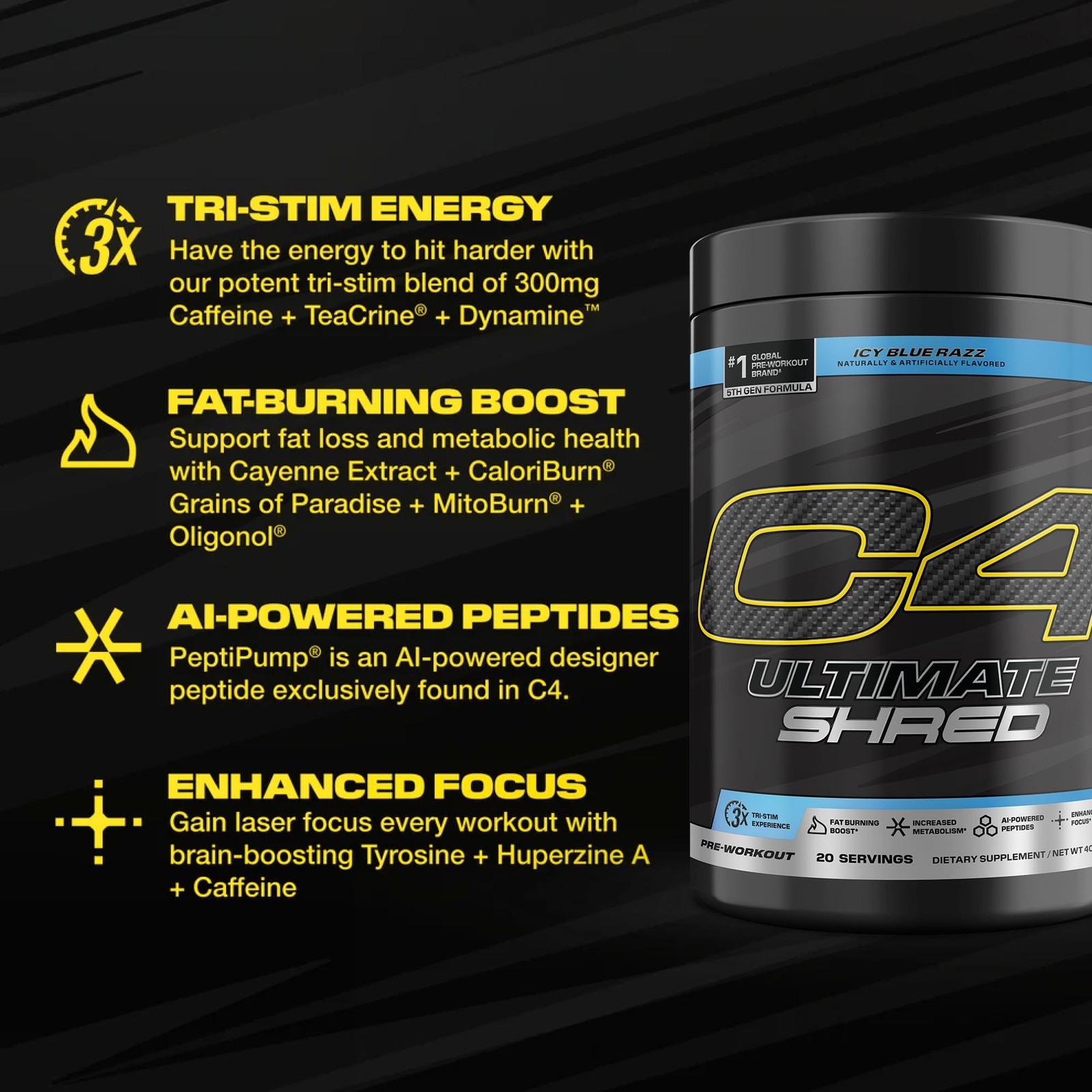 Cellucor C4 Ultimate Shred Pre Workout Powder, Fat Burner for Men & Women, We…