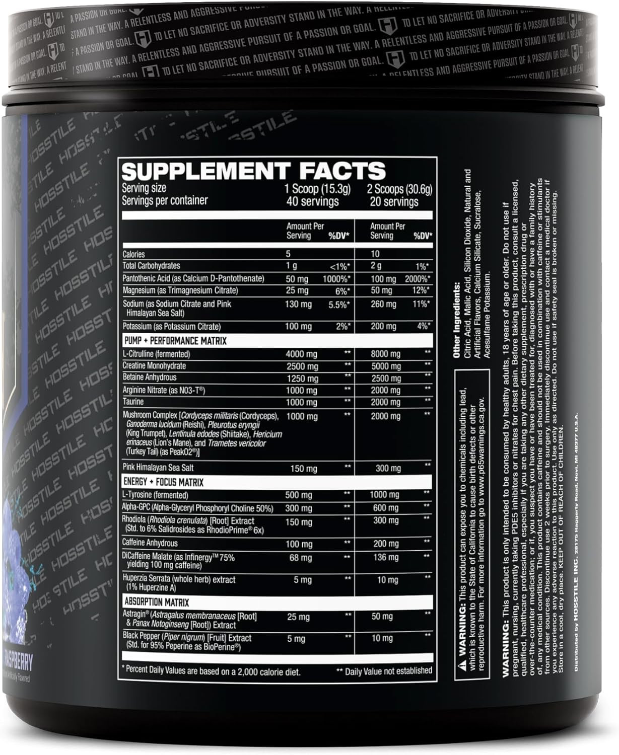HOSSTILE Hosstility V2 Pre-Workout Powder, All-in-One Pre-Workout Supplement for