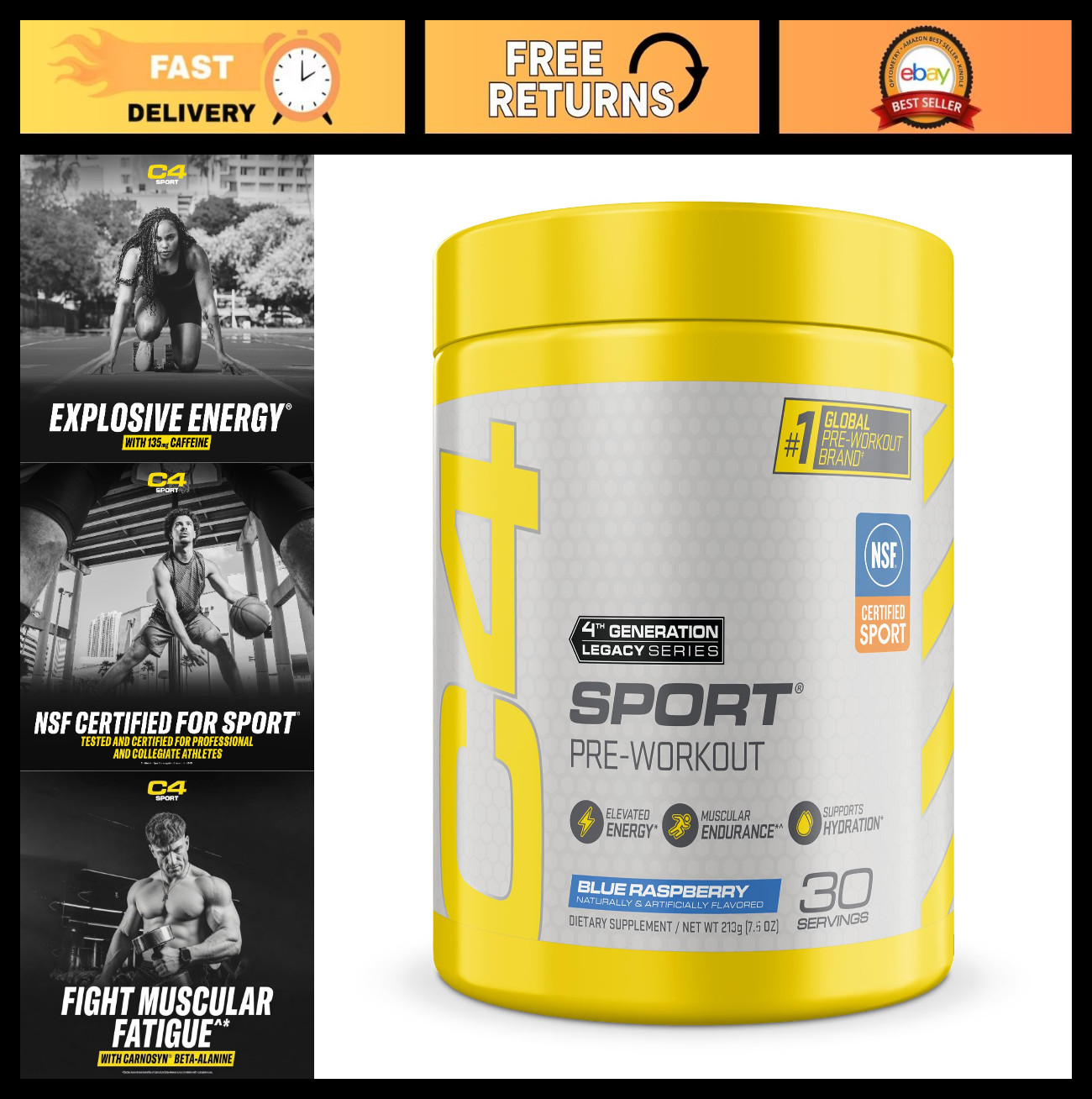Pre Workout Powder with 135mg Caffeine | Energy Boost, 30 Servings, Fitness Fuel