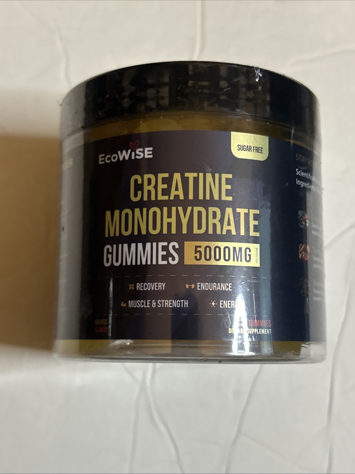 EcoWise – Creatine Monohydrate Gummies – Sugar Free – 5,000mg – 120ct – Mango