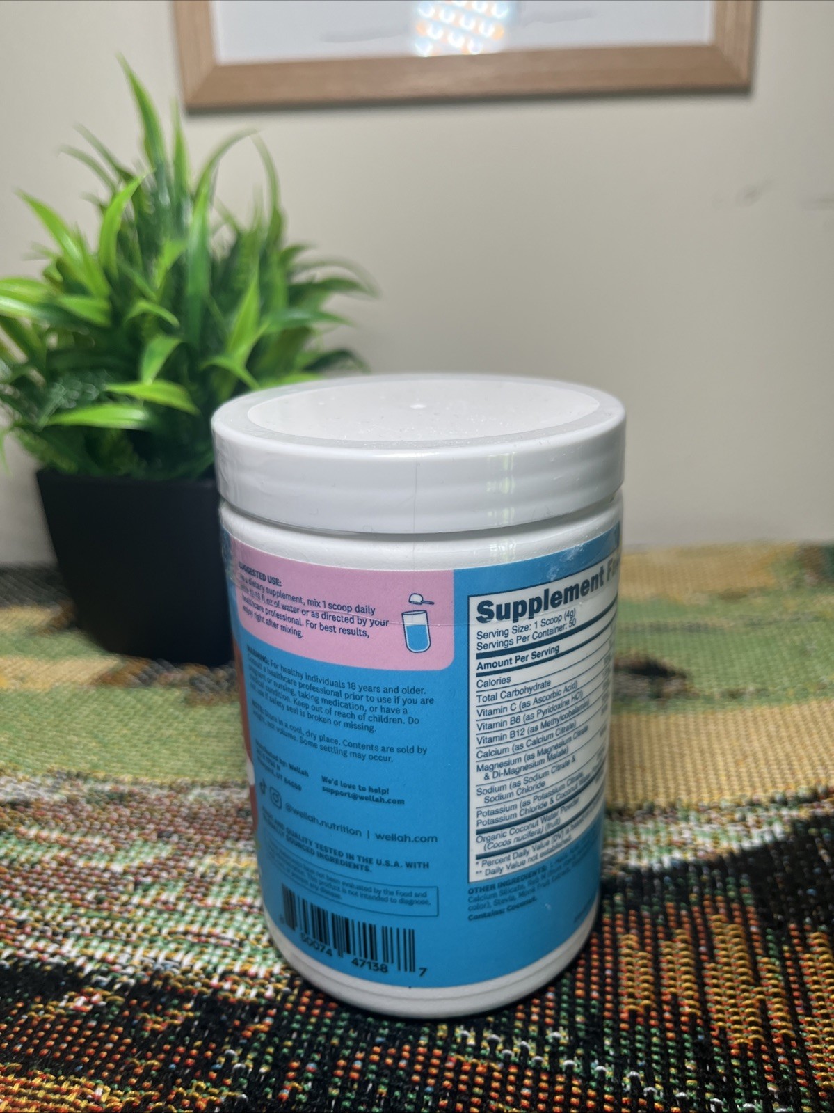 Wellah Electrolytes Powder (Blue Hawaii) 50 Servings – Hydration Drink Mix