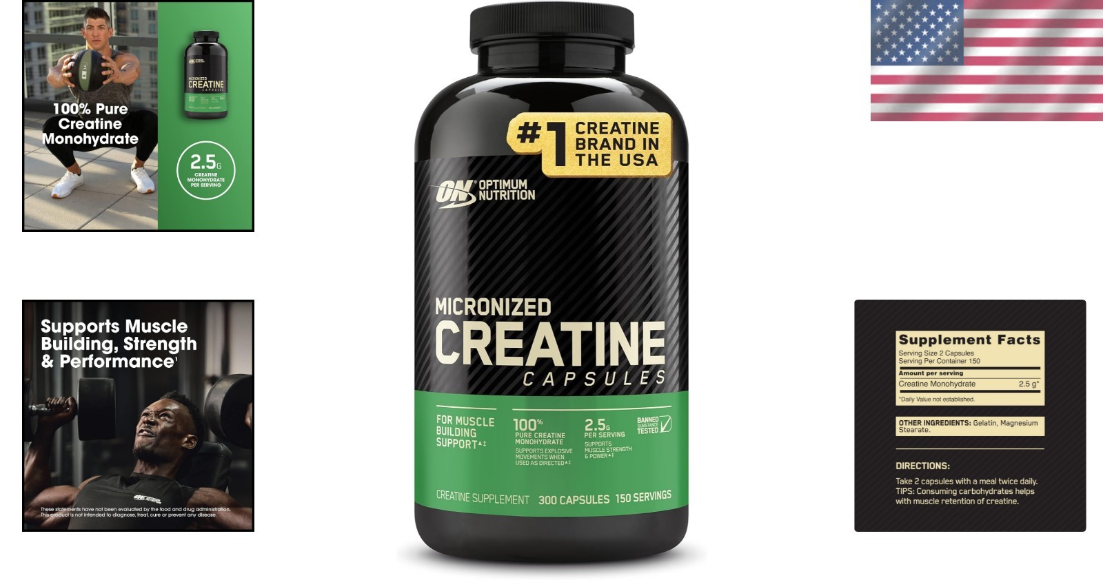 300 Capsules of Pure Micronized Creatine Monohydrate – Boost Strength & Power