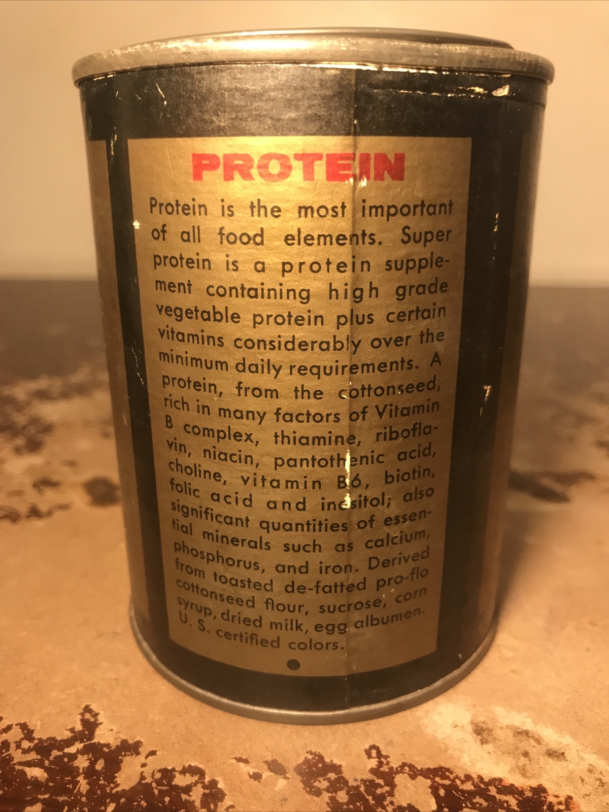 Vintage Protein Powder Container 11 Oz Super 60 Protein