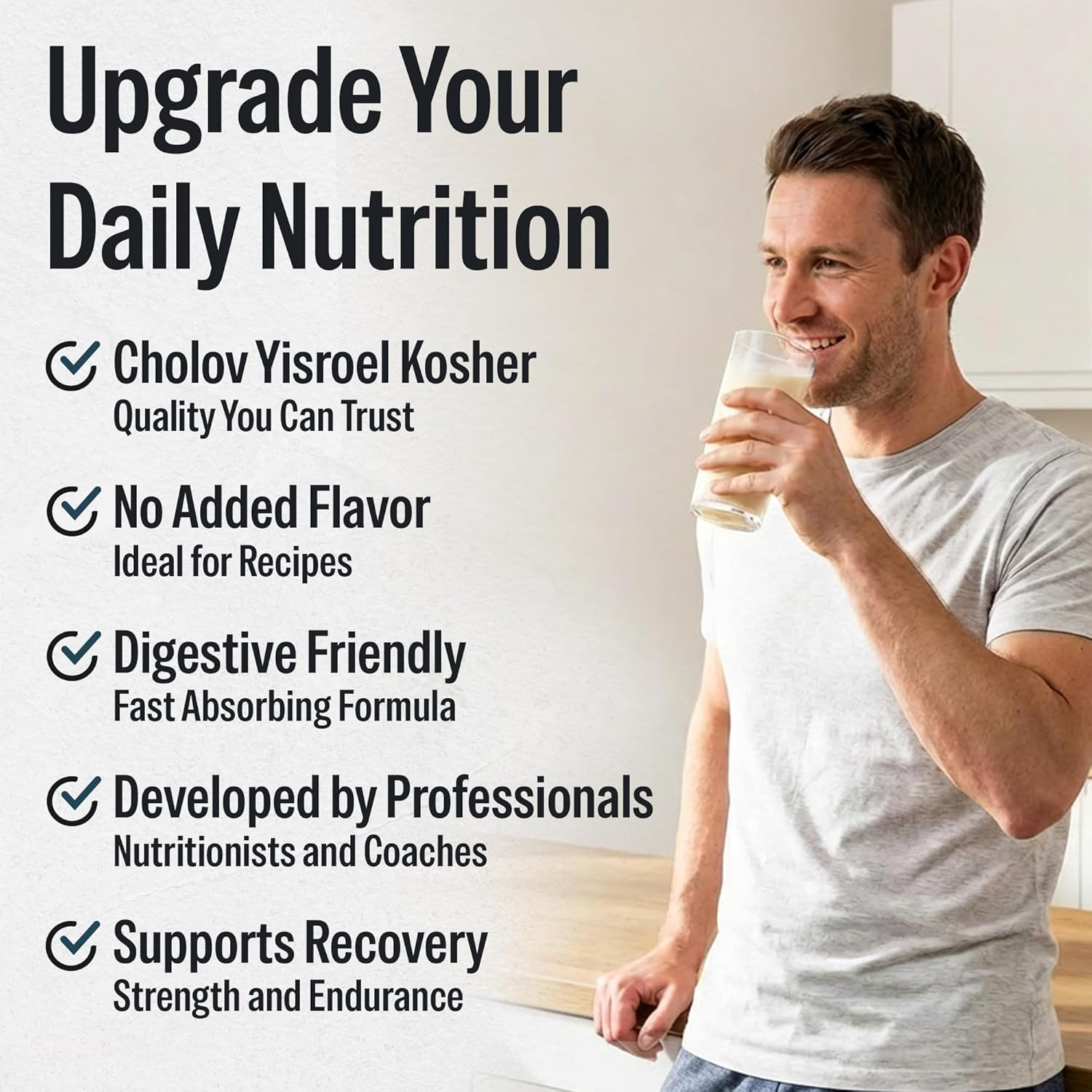 Unflavored Whey Protein Powder. 25g Protein Shake for Post Workout Recovery, Smo