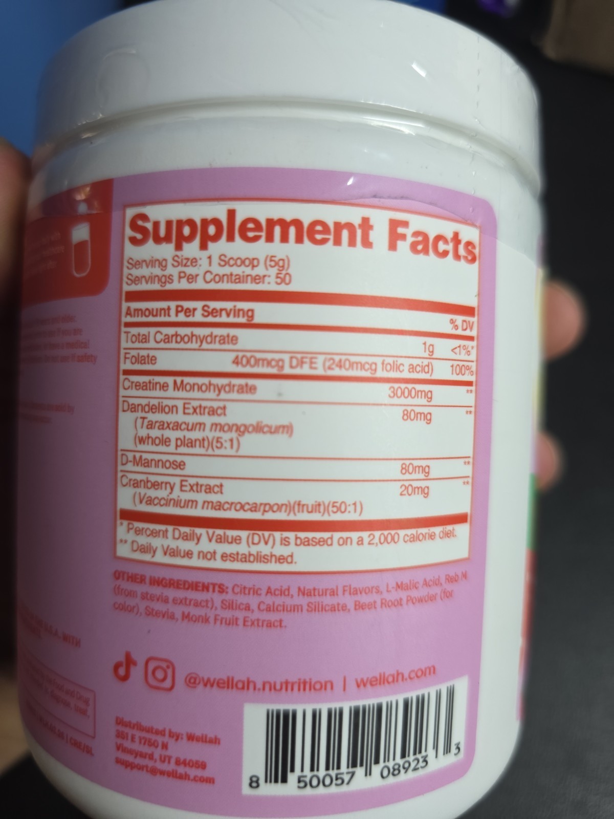 Wellah Creatine for Women 50 Servings, Strawberry Lemonade – Creatine
