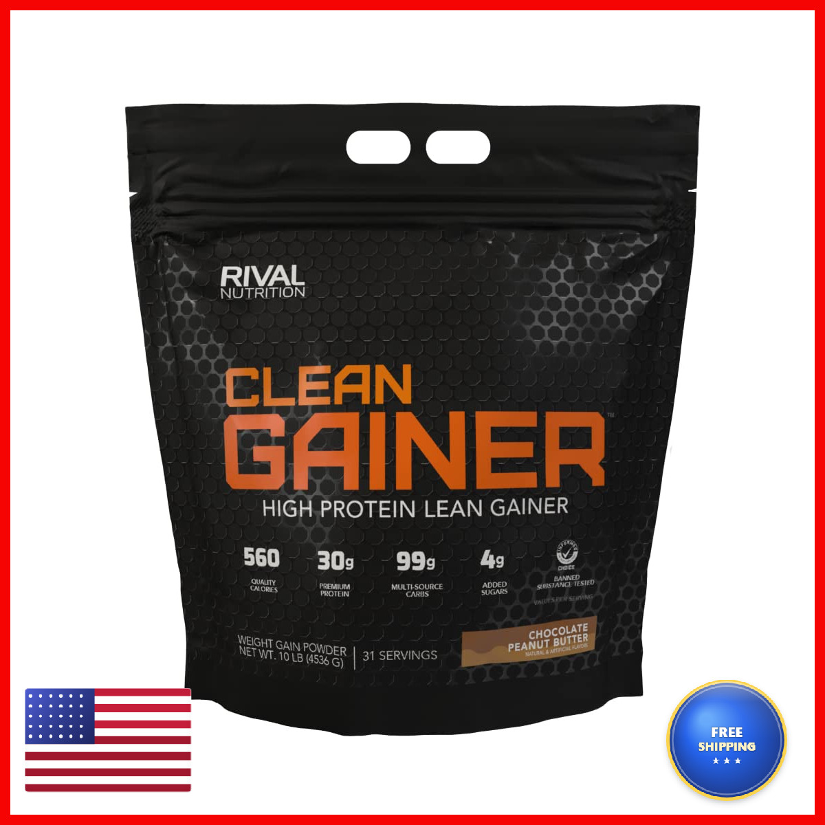 Rival Nutrition Clean Gainer Chocolate Peanut Butter 10 Lb I High Protein Lean
