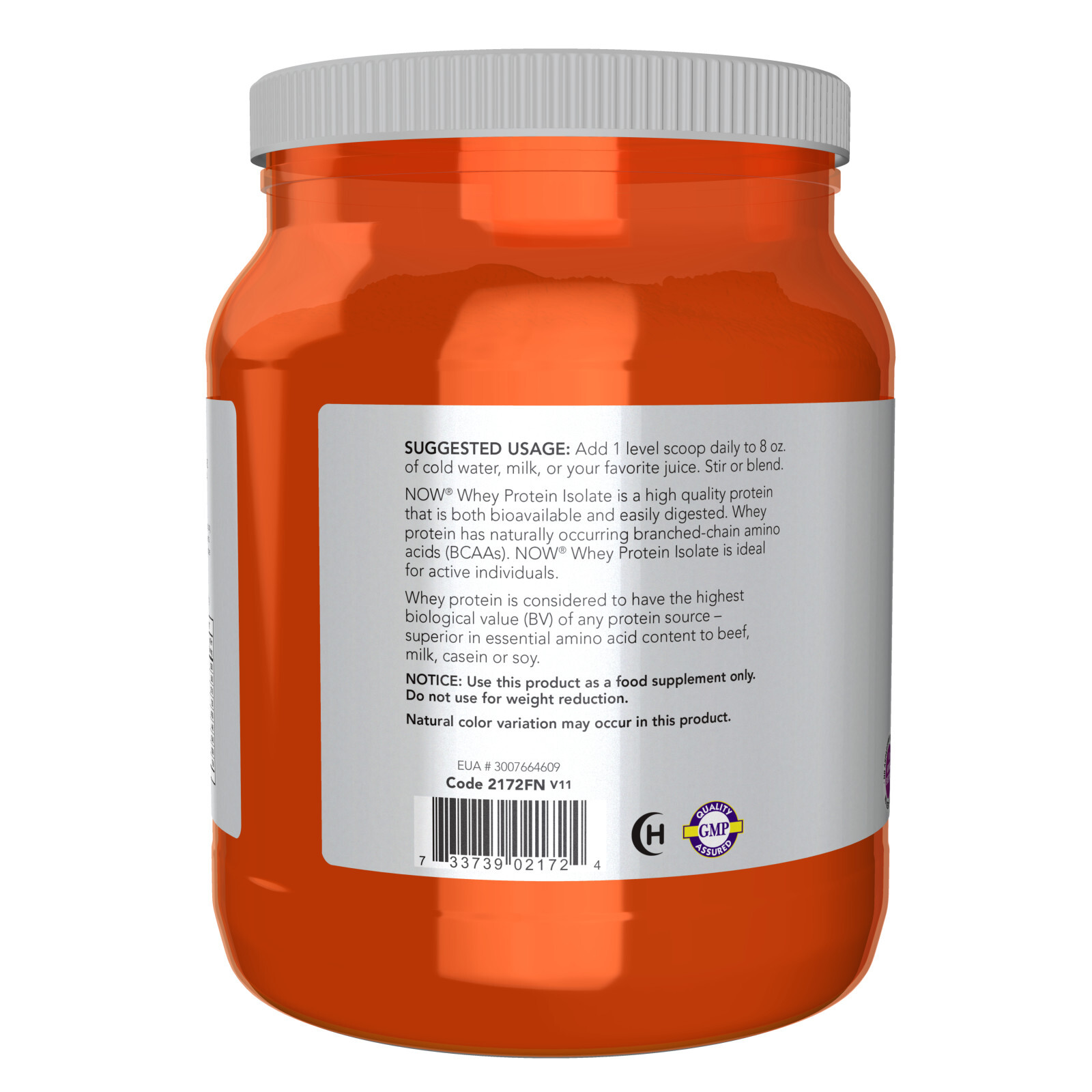 NOW FOODS Whey Protein Isolate Unflavored Powder 1.2 lb.