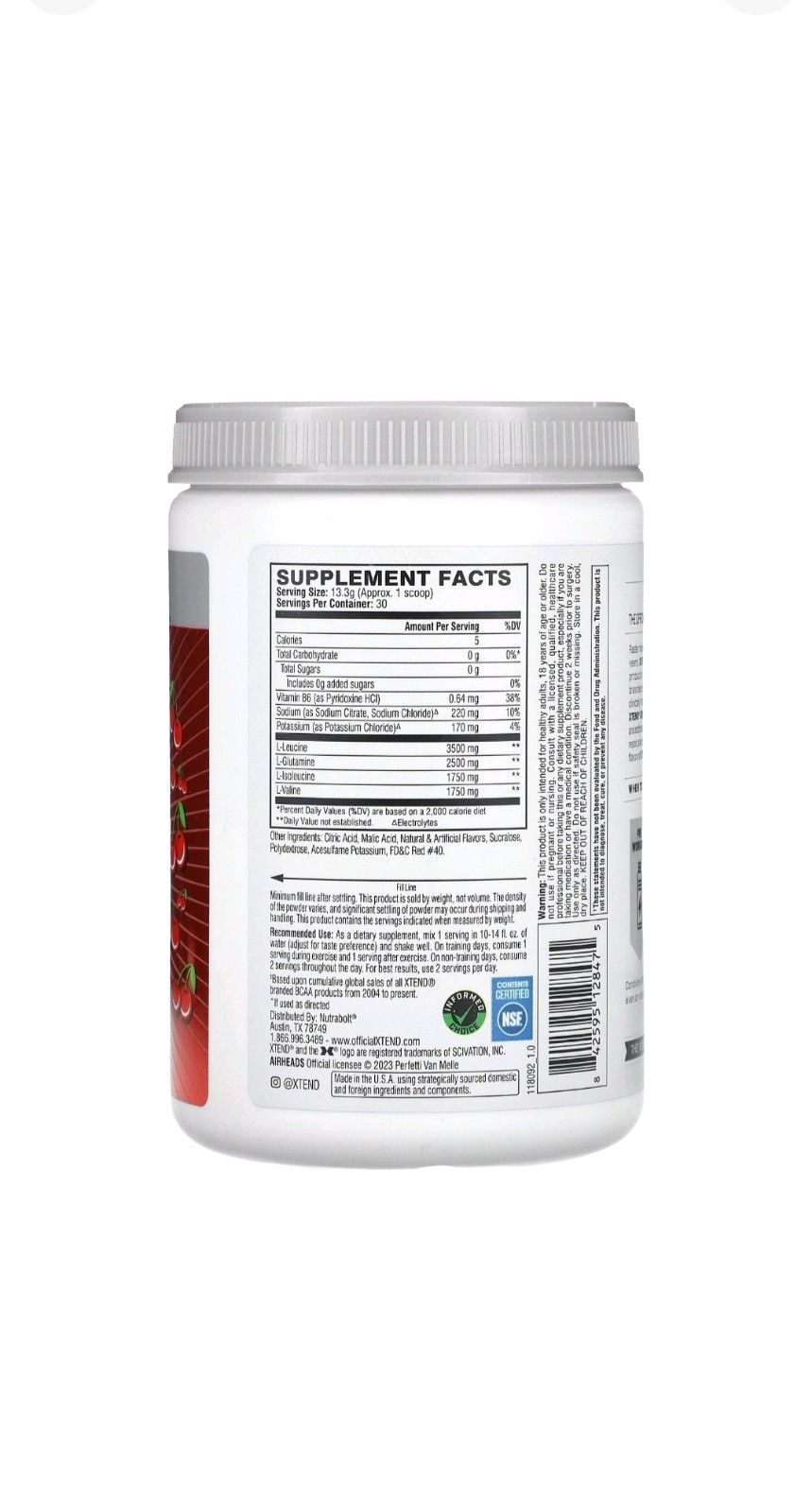XTEND Original 7G BCAA Powder, for Muscle Recovery, Sugar-Free, Airheads