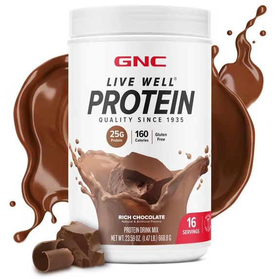 GNC Live Well Rich Chocolate Whey Protein Powder 25g 16 Servings