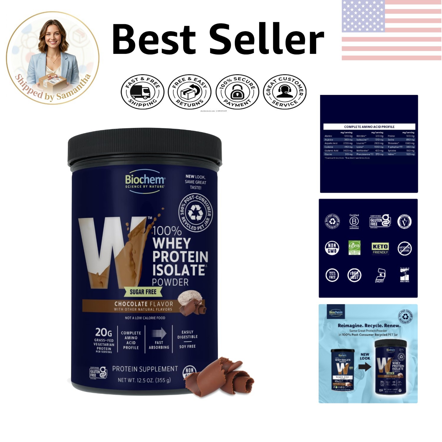 Grass-Fed Sugar-Free Protein Powder | 20g Chocolate Nutrition, Clean & Pure