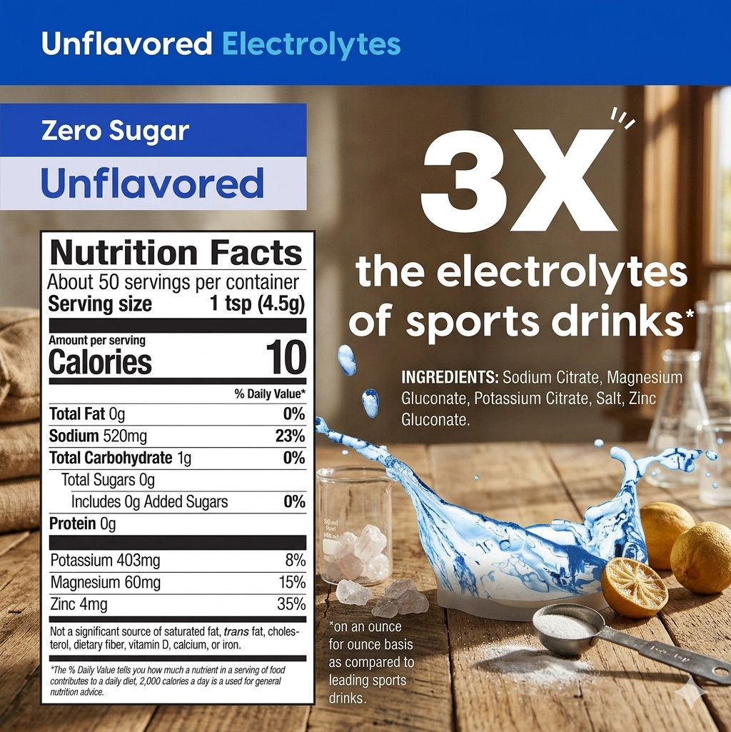 Hydrant – Bulk Hydration Powder, Unflavored, 50 Servings Fast Acting Electrolyte