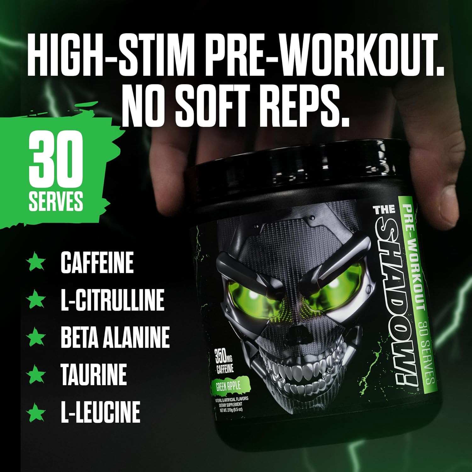 the Shadow! High Stim Preworkout – Pre Workout Powder for Men & Women, High Caff