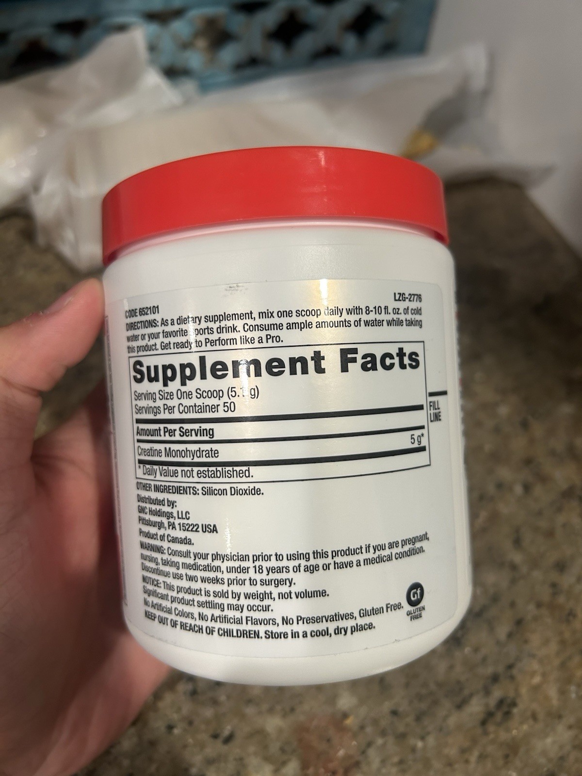 GNC Creatine Monohydrate Powder Unflavored Gluten-Free 9 oz 5g Dose