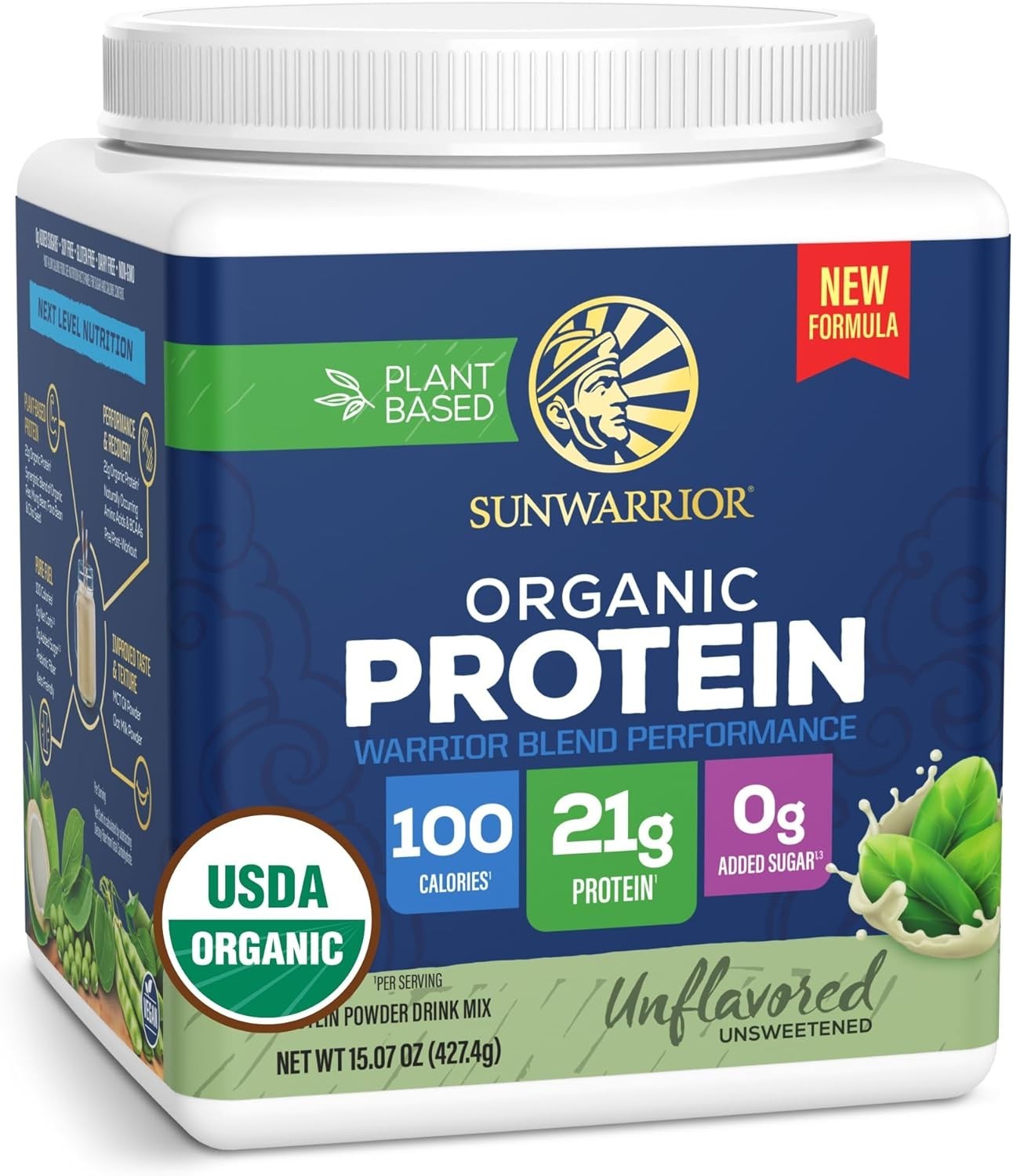 Organic Unflavored Warrior Blend Performance Protein, 15.07 OZ