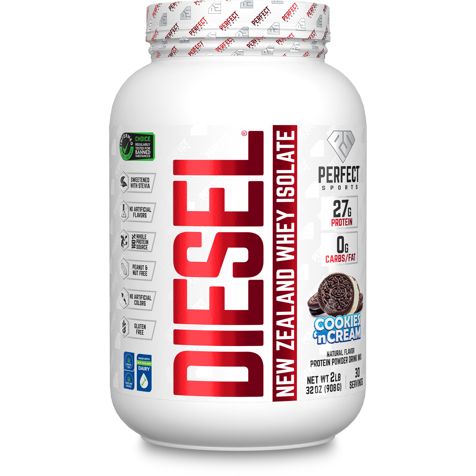 Diesel, New Zealand Whey Isolate, Cookies ‘n Cream, 2 lbs (908 g)