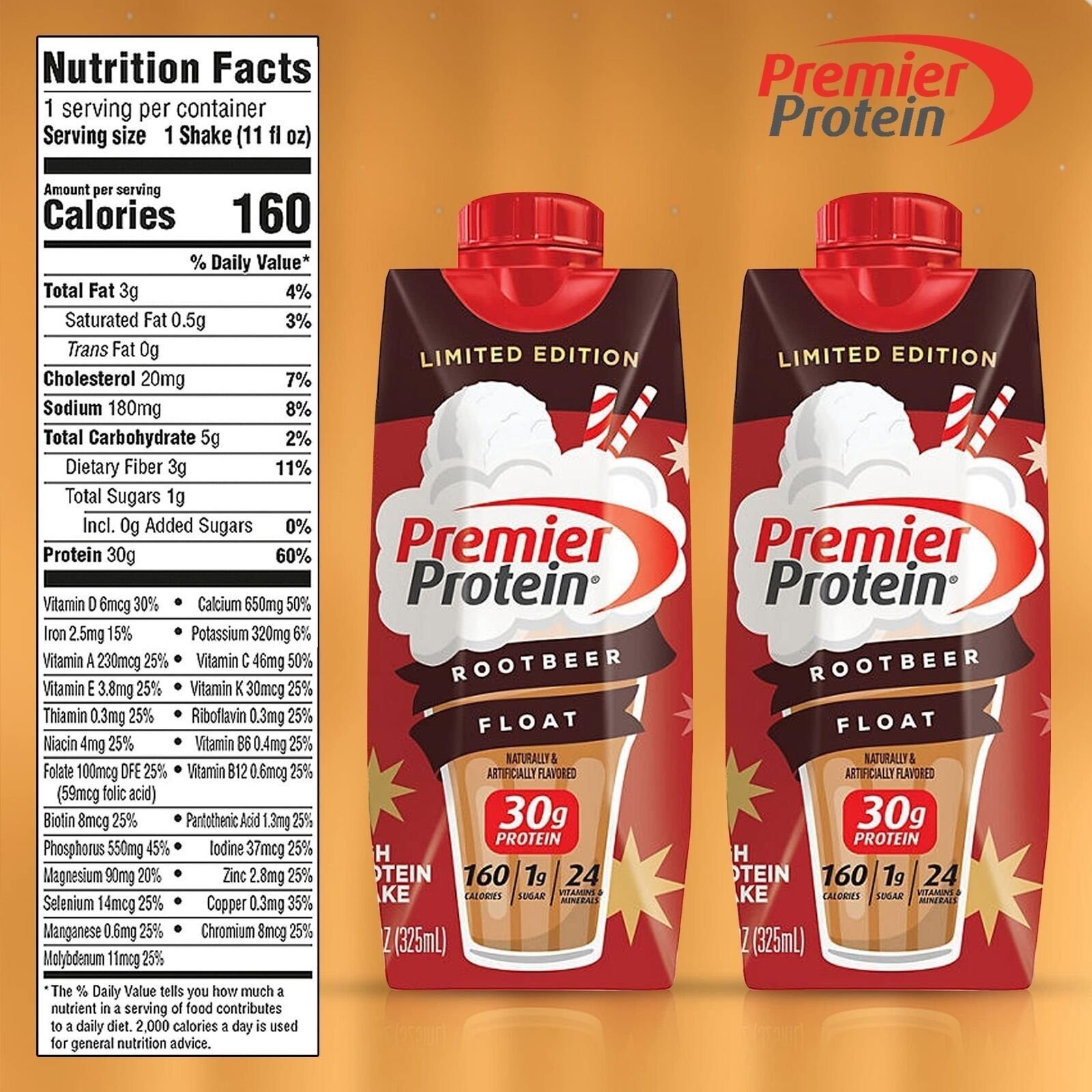 Premier Protein Shakes 6 BottlesRoot Beer in The Award Box 11. oz