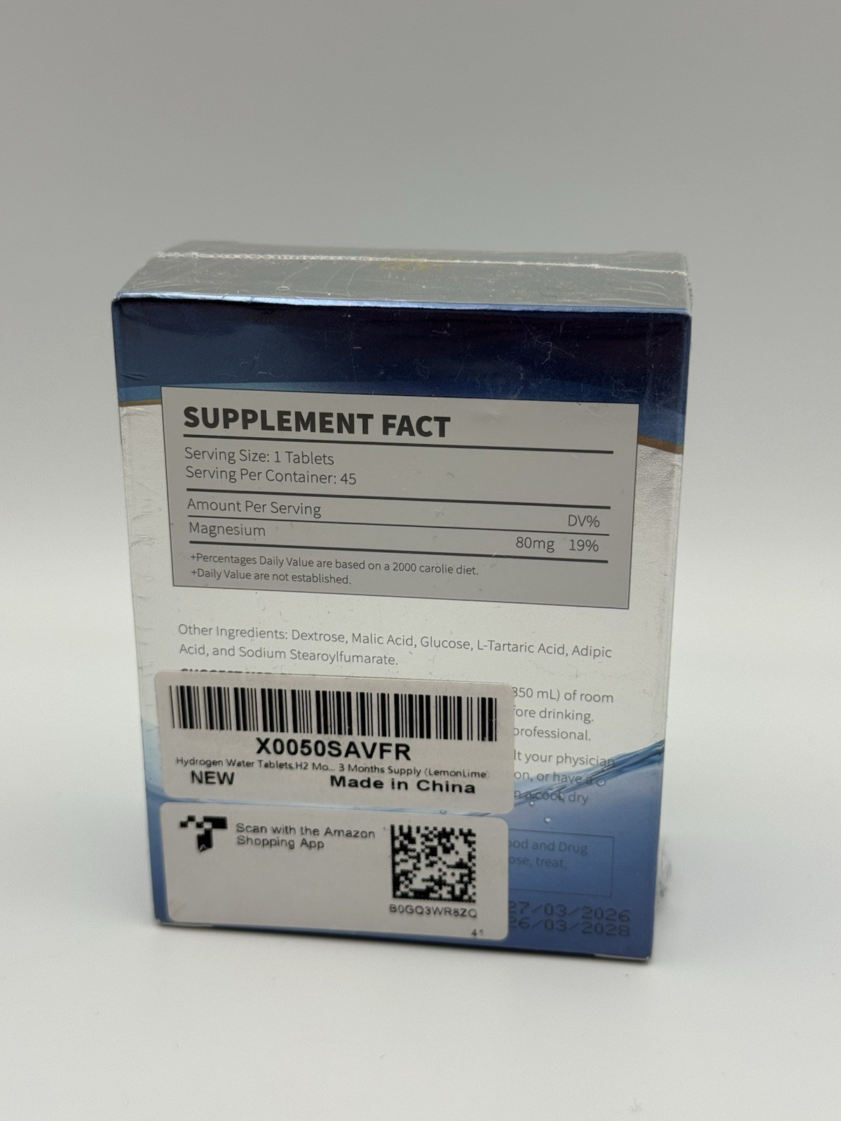 Hydrogen Water Tablets Hydrogen Tablets for Drinking Water, H2 Supplement 90 Tab