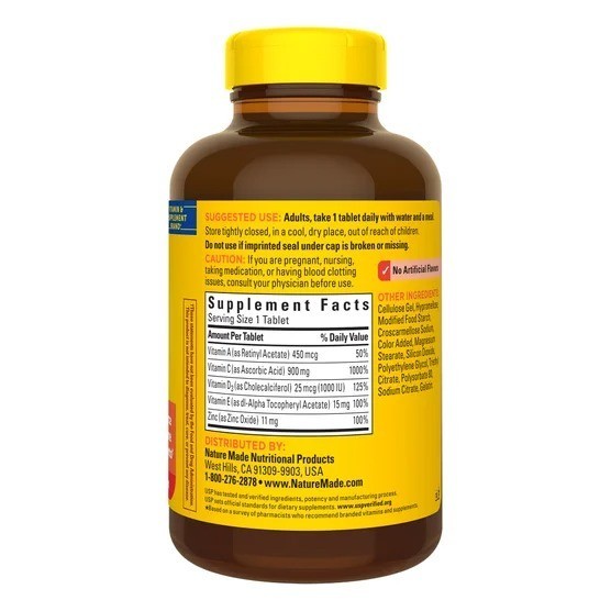 Nature Made Super C with Vitamin D3 & Zinc Supplement 200 Tablets