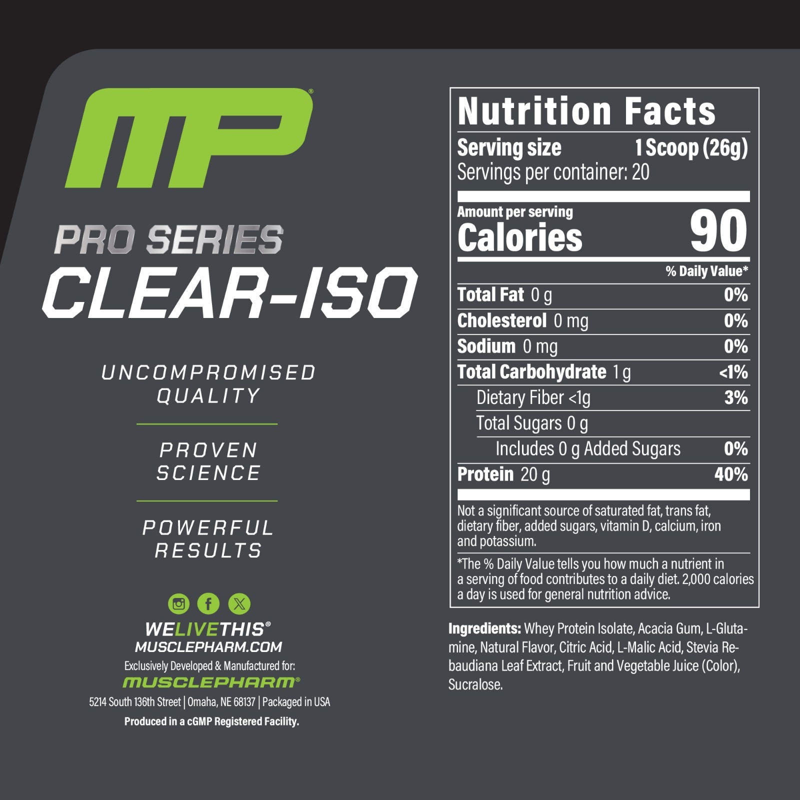 Pro Series Clear-ISO, Protein Powder Drink Mix, Cherry Slush, 1.14 lbs (520 mg)