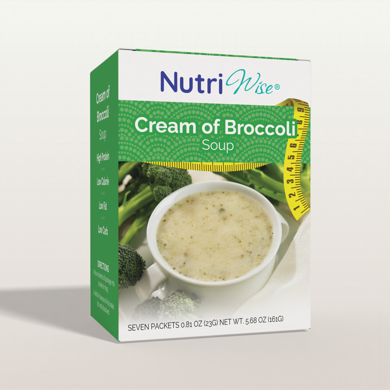 NutriWise Cream of Broccoli Soup, High Protein, Keto Diet Friendly, Low Carb 7ct
