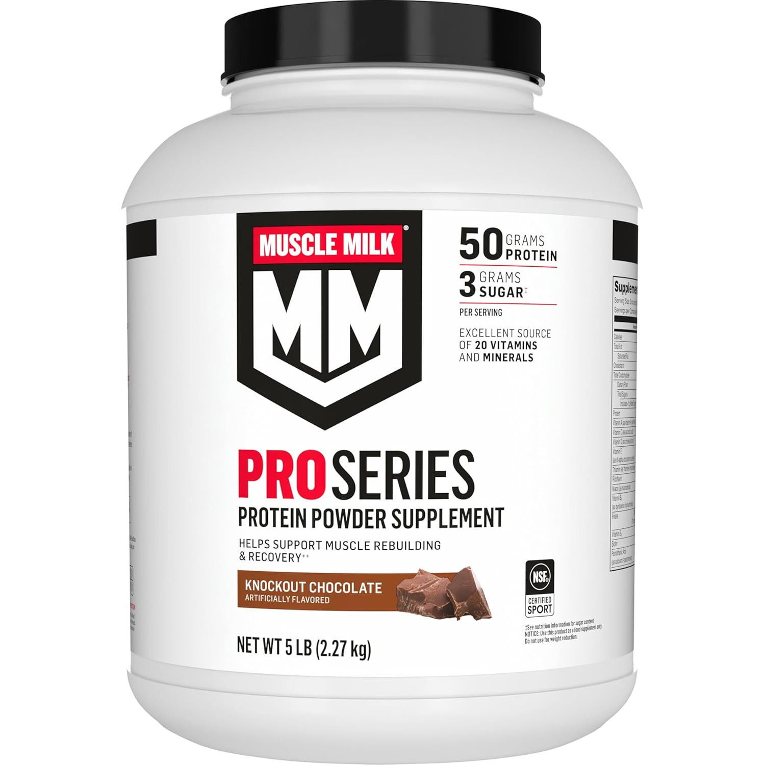 Muscle Milk Pro Series Protein Powder, Knockout Chocolate, 5 lb, 28 Servings